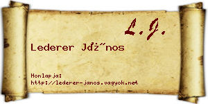 Lederer János névjegykártya